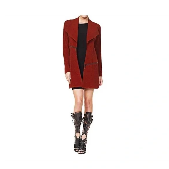 NEW EVA VARRO barcelona long jacket in deep red size Small - Picture 4 of 8